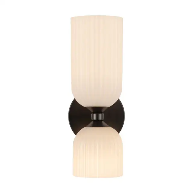 Kuzco Nelly 12 in. Wall/Vanity Light, Matte Black with Glossy Ri