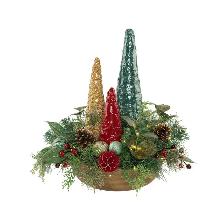 Holiday Centerpiece with LED Lights, 19.5 in. (Red/Gold/Green) - Photo 2