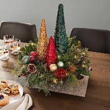 Holiday Centerpiece with LED Lights, 19.5 in. (Red/Gold/Green) - Photo 3