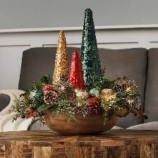 Holiday Centerpiece with LED Lights, 19.5 in. (Red/Gold/Green) - Photo 4