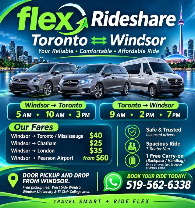 Daily rideshare 5am and 3pm