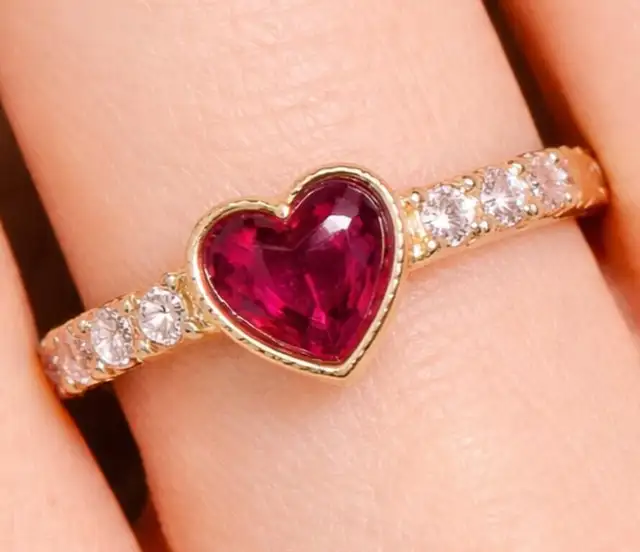 Brand New 10K Yellow Gold Ruby & Diamond Ring For Sale