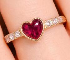 Brand New 10K Yellow Gold Ruby & Diamond Ring For Sale