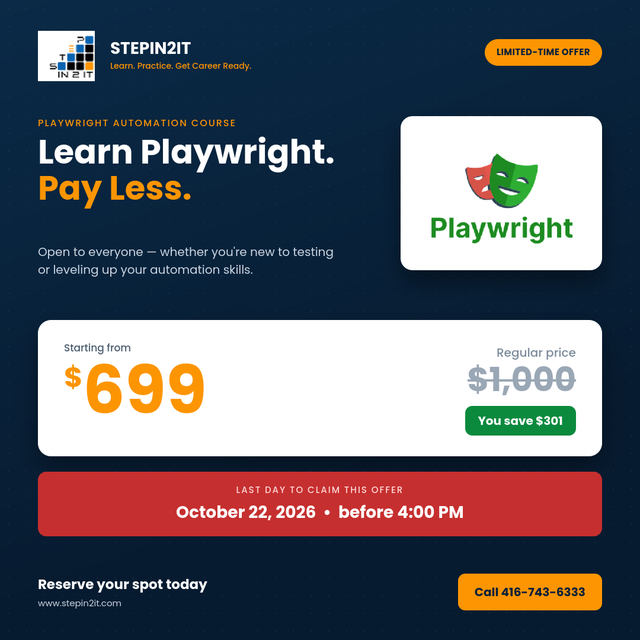 Playwright Automation Testing Course – Special Offer $699 | STEP