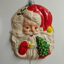 Visage de Père Noël vintage illuminé en plastique