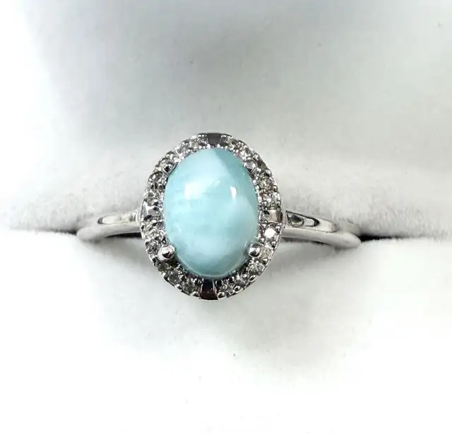 Brand New Silver Natural Larimar Ring For Sale