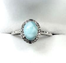 Brand New Silver Natural Larimar Ring For Sale