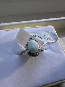 Brand New Silver Natural Larimar Ring For Sale - Photo 2