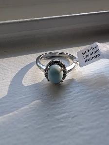 Brand New Silver Natural Larimar Ring For Sale - Photo 3