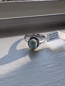 Brand New Silver Natural Larimar Ring For Sale - Photo 7