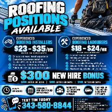 Looking for Experienced Roofing Installers