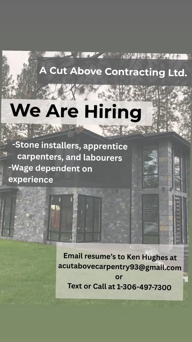 Carpenter/stone masons wanted