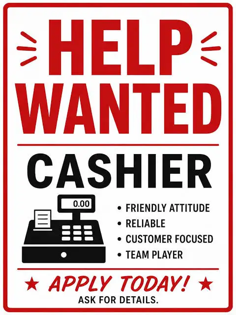 we are hiring cashiers
