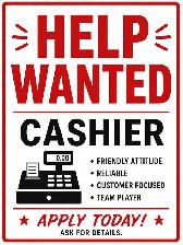 we are hiring cashiers