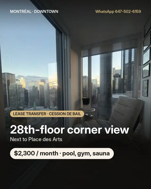 Furnished 28 floor · Pool & Gym WiFi incl · $2,300