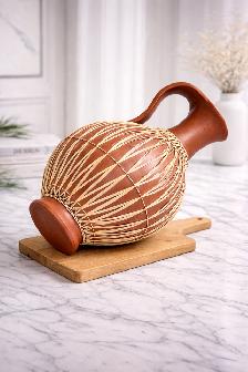 Vintage Gmundner Keramik Pottery Raffia Jug Vase - Photo 4