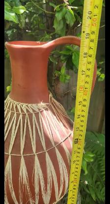 Vintage Gmundner Keramik Pottery Raffia Jug Vase - Photo 5