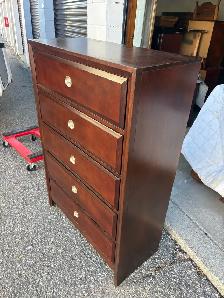Free delivery used Five-drawer wooden chest of drawers - Photo 3