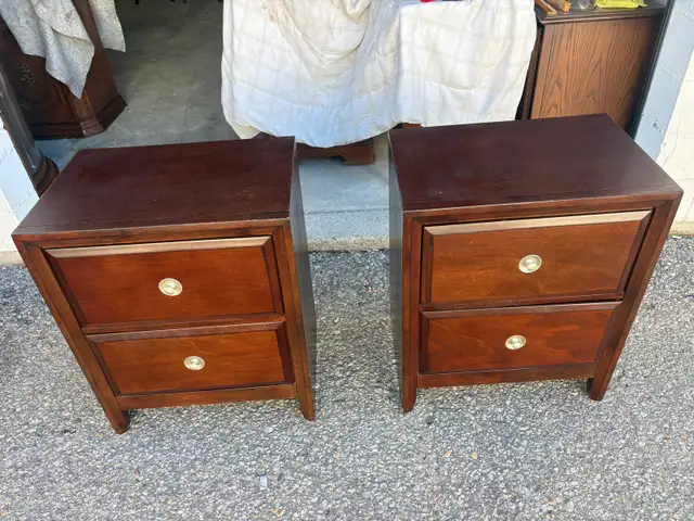 Free delivery used Set of 2 Dark Wood Nightstands