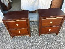 Free delivery used Set of 2 Dark Wood Nightstands - Photo 2