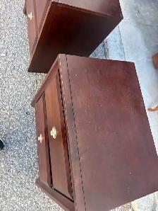 Free delivery used Set of 2 Dark Wood Nightstands - Photo 3