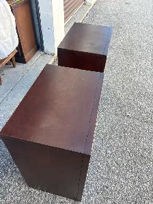 Free delivery used Set of 2 Dark Wood Nightstands - Photo 4