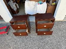 Free delivery used Set of 2 Dark Wood Nightstands - Photo 8