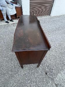 Free delivery used antique Vintage Wooden Buffet Sideboard - Photo 8