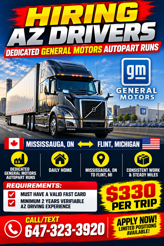 HIRING AZ DRIVERS FOR DAILY HOME DEDICATED RUNS