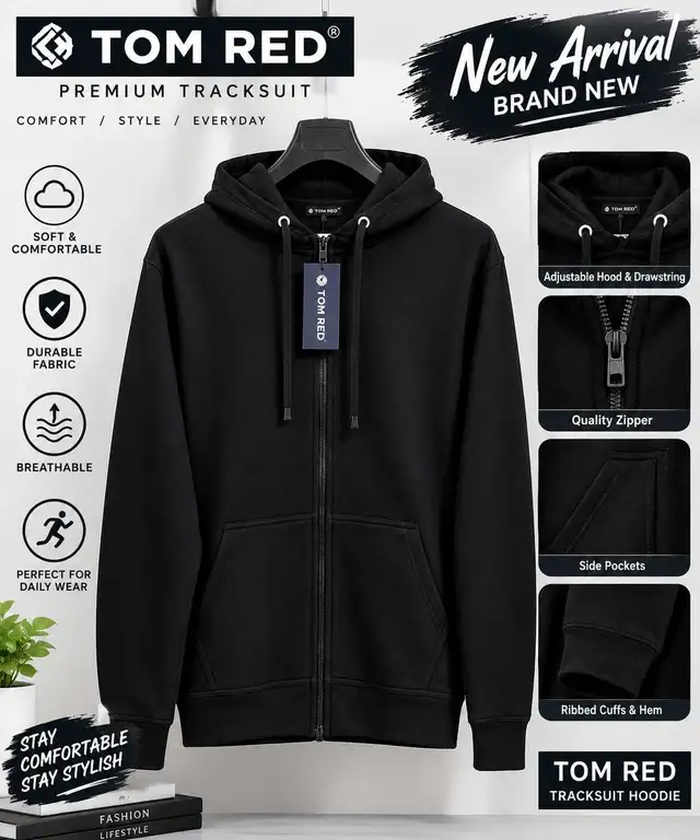 Brand New  Black Tracksuit Set – Hoodie  Stylish & Comfort