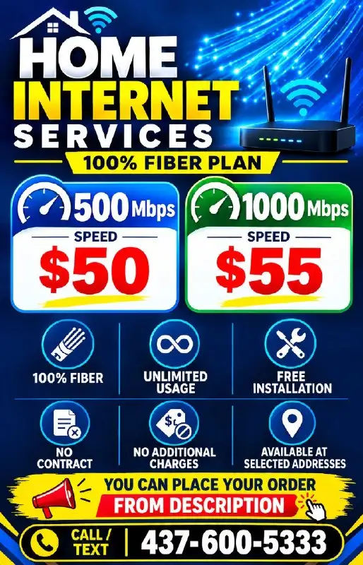 Home Internet Sale $50 & $55