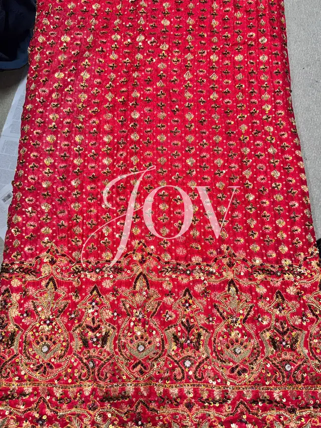 Handmade vintage heavy bridal duppata fabric