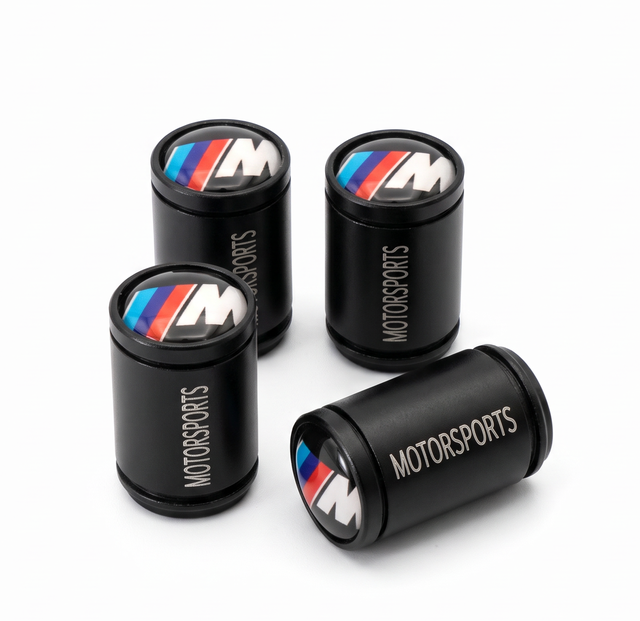 New BMW 'M-Motorsport' tire-valves. Set of 4. Guaranteed fit.