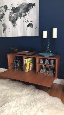 Mid century TEAK TECK Buffet console, crédence, bibliothèque, ba