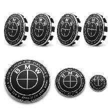 BMW 'Stealth' set of 7 badges, emblems and caps for rims & body.