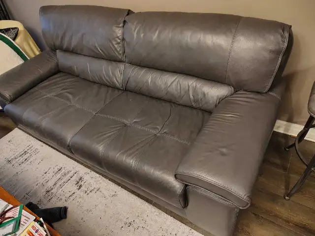Couch-leather grey 73 inch