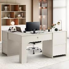 MMW 60-Inch  L-Shaped Executive Desk with Drawers $199 - Photo 4