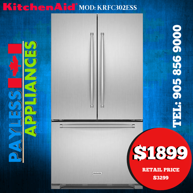 KitchenAid KRFC302ESS 36' Counter Depth French Door Fridge 21.9