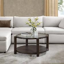 Henredon 38 in. Round Glass Top Coffee Table