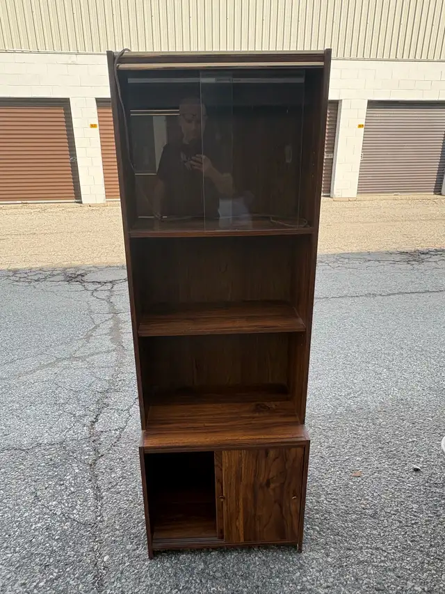 Free delivery used Vintage Dark Wood Shelving Unit