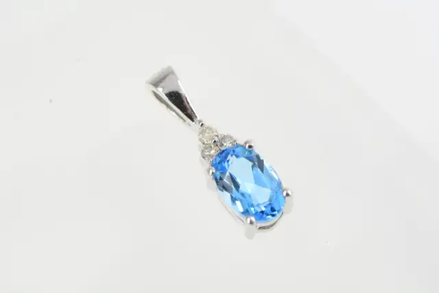 10K BLUE STONE & DIAMOND PENDANT