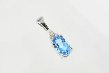 10K BLUE STONE & DIAMOND PENDANT