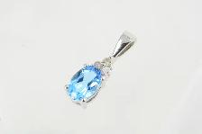 10K BLUE STONE & DIAMOND PENDANT - Photo 2