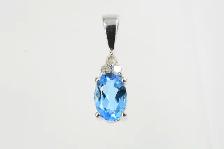 10K BLUE STONE & DIAMOND PENDANT - Photo 3