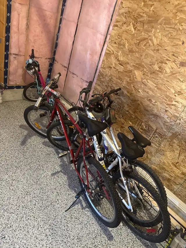 Four bikes Raleigh Serengeti , Supercycles, Diadora,