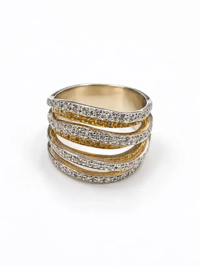18 Karat Layered Natural Diamond Ring 1.00CTW