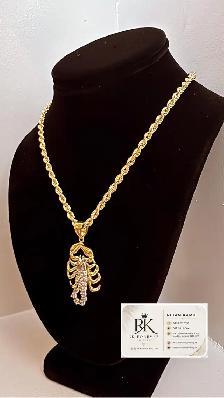 10k yellow gold chain & pendant R72 - Photo 3