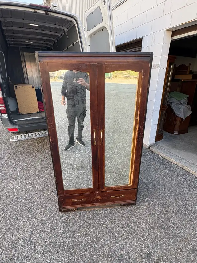 Free delivery antique Vintage Wooden Armoire with Mirror