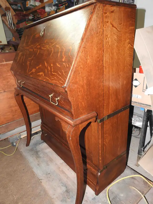 Rare antique barrister Drop-Front Desk with 2 cupboards restored