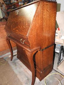 Rare antique barrister Drop-Front Desk with 2 cupboards restored